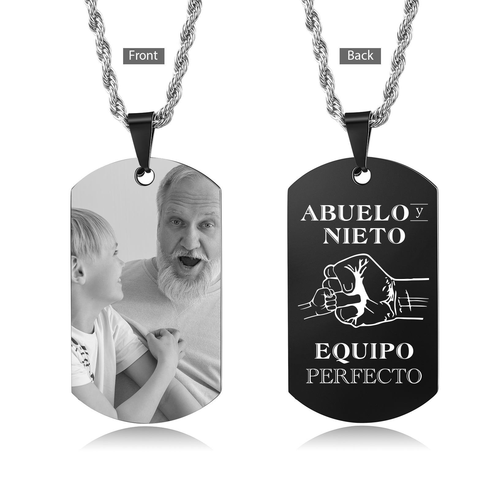 A MI ABUELO-Collar abuelo y nieto de placa personalizada con foto-Jessemade ES