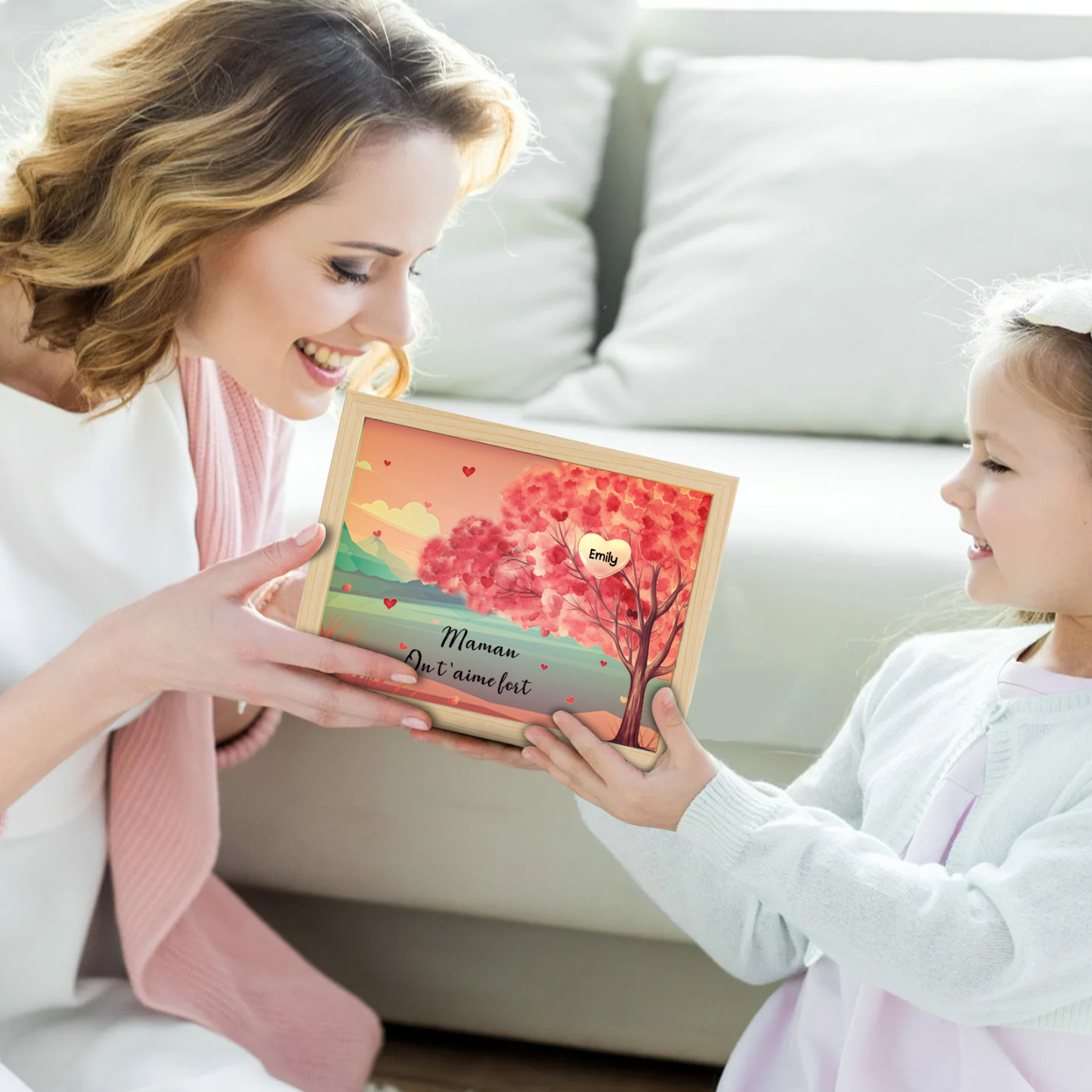 Marco con LED Árbol de la Vida 1-10 Nombres Personalizados con 1 Texto-Jessemade ES