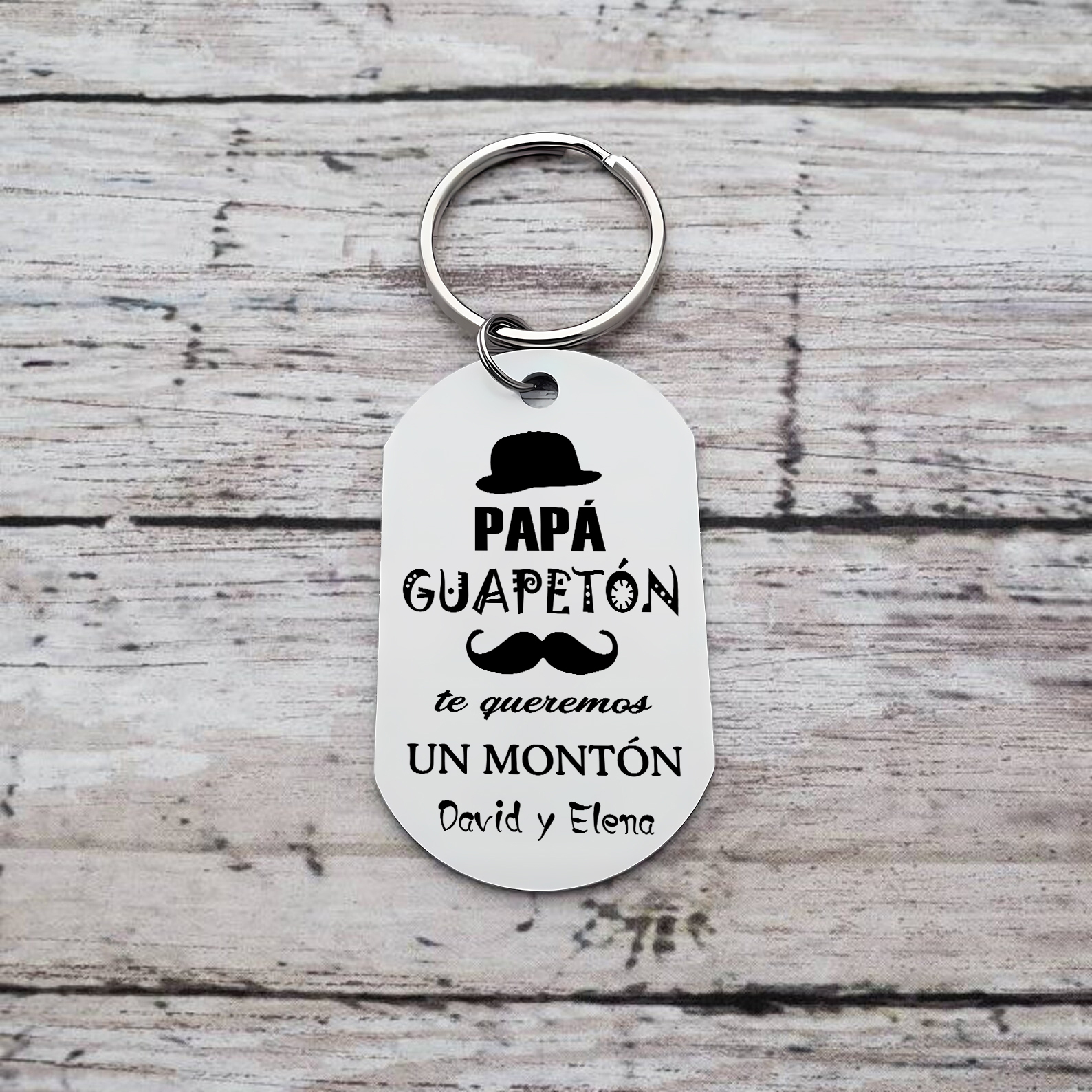 A mi papá-Llavero Personalizado PAPÁ GUAPETÓN 1 Texto-Jessemade ES