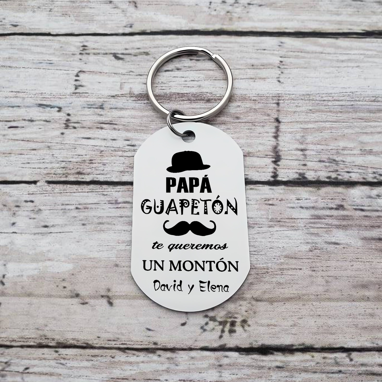 A mi papá-Llavero Personalizado PAPÁ GUAPETÓN 1 Texto-Jessemade ES