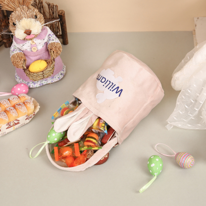 Pascua-Bolsa de conejo con 1 nombre personalizado-Jessemade ES