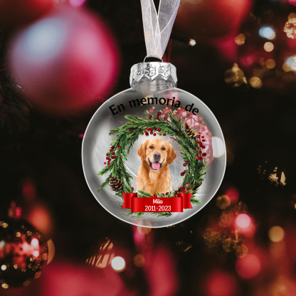 Bola navideña conmemorativa Adorno de Navidad 1 nombre, fecha y 1 foto personalizados con pluma -Jessemade ES