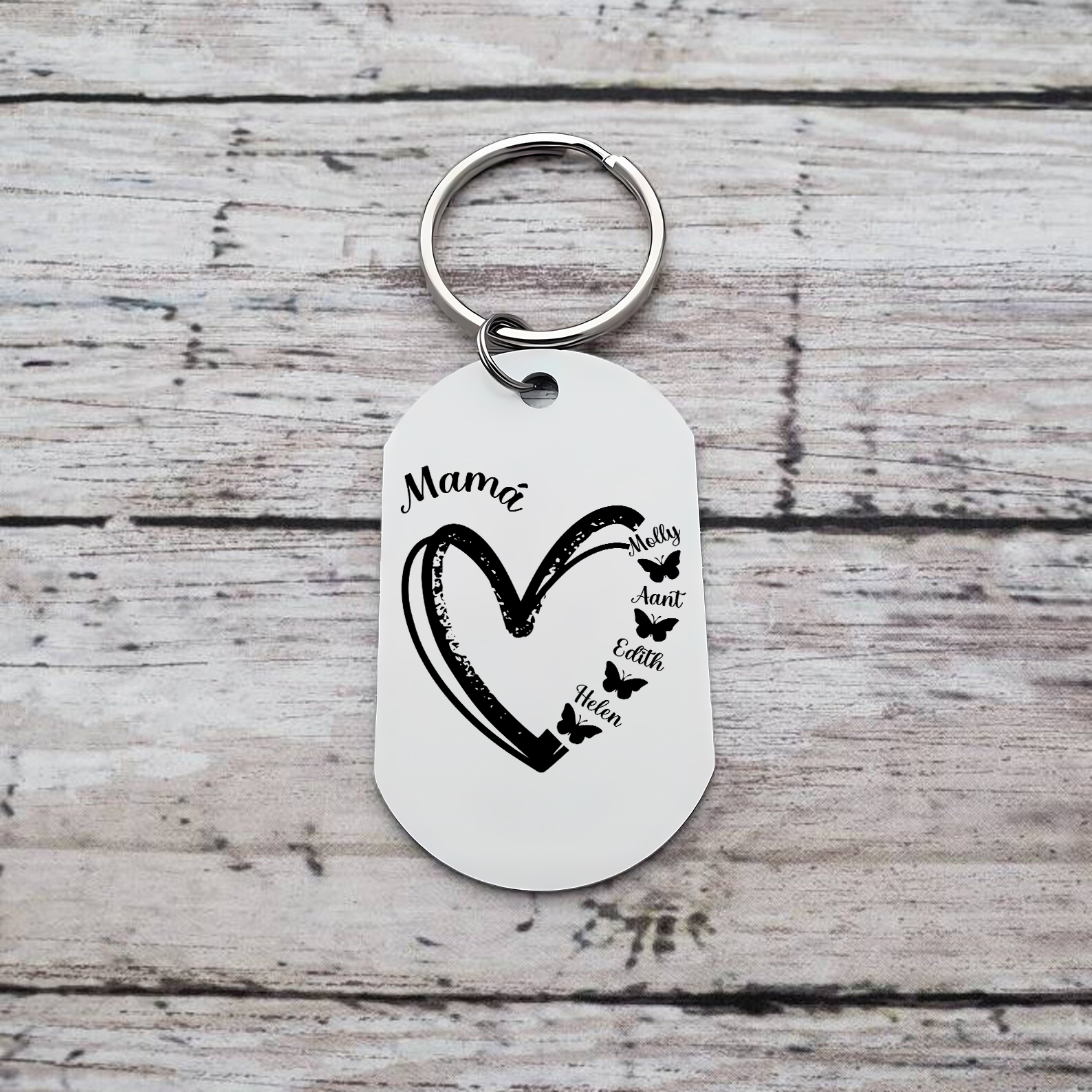 A mi mamá-Llavero 1-6 Nombres Personalizados CORAZÓN Y MARIPOSAS-Jessemade ES