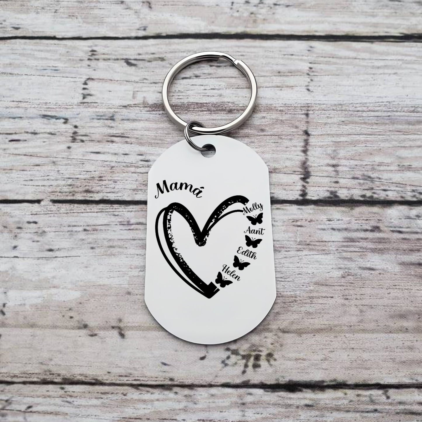 A mi mamá-Llavero 1-6 Nombres Personalizados CORAZÓN Y MARIPOSAS-Jessemade ES