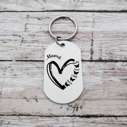 A mi mamá-Llavero 1-6 Nombres Personalizados CORAZÓN Y MARIPOSAS-Jessemade ES