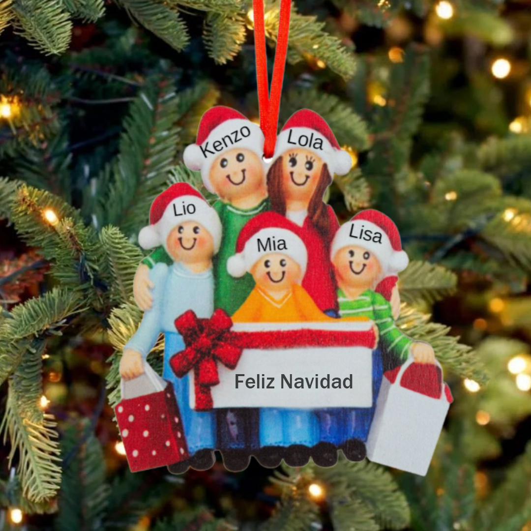 Muñeco Ornamento Navideño 5 Nombres y Texto Personalizados Adorno de Madera