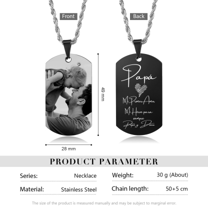 A MI PAPÁ-Collar de placa personalizada con texto y foto-Jessemade ES