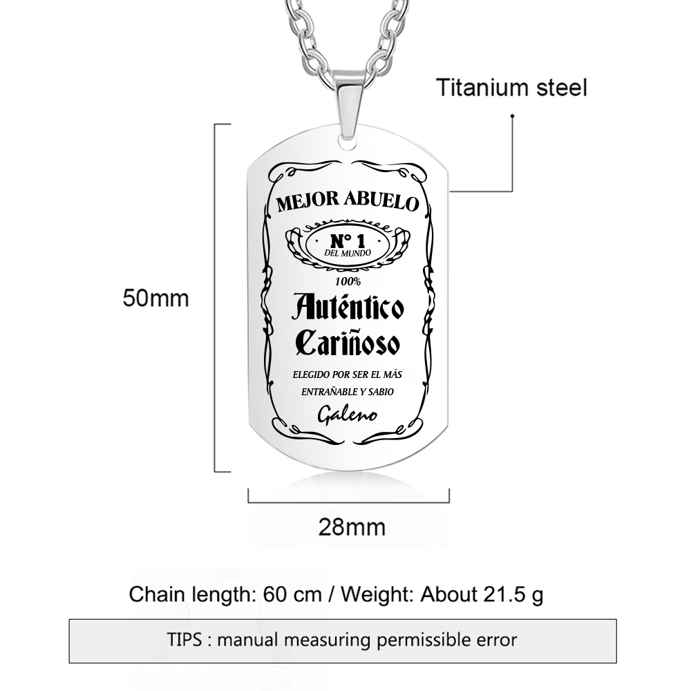 A MI ABUELO-Collar mejor abuelo de placa personalizada con 1 nombre-Jessemade ES