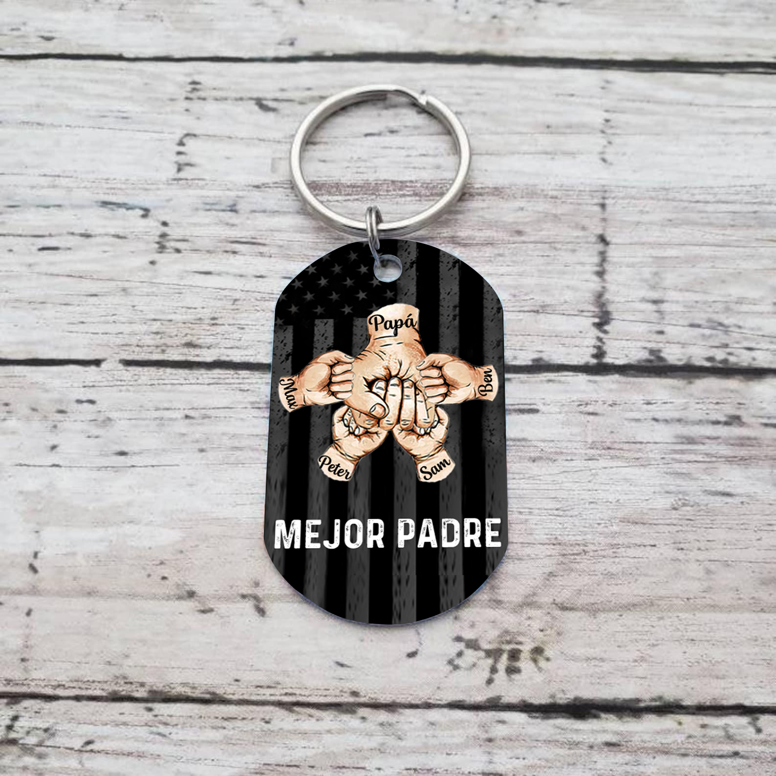 A mi papá-Llavero 1-7 Nombres Personalizados Puño con Puño-Jessemade ES