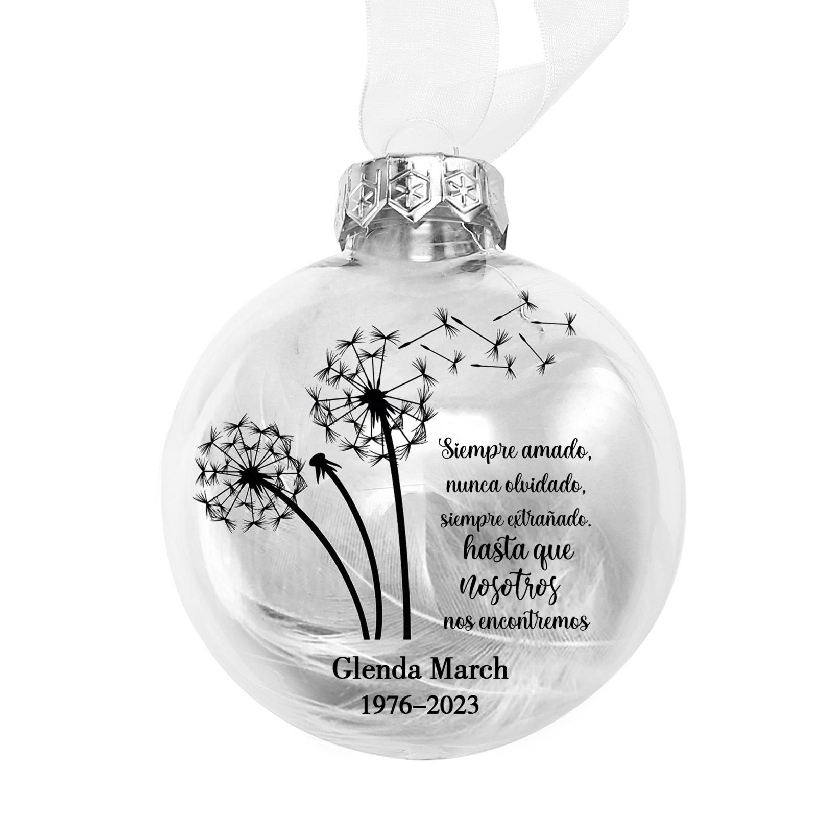 Bola navideña conmemorativa Adorno de Navidad 1 nombre y años personalizados con pluma -Jessemade ES