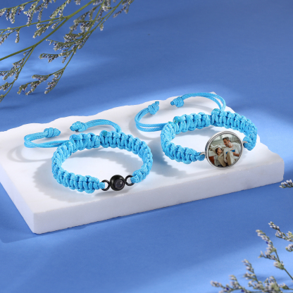 Pulsera de cuerda para familia con 2 fotos personalizadas para padres e hijos-Jessemade ES