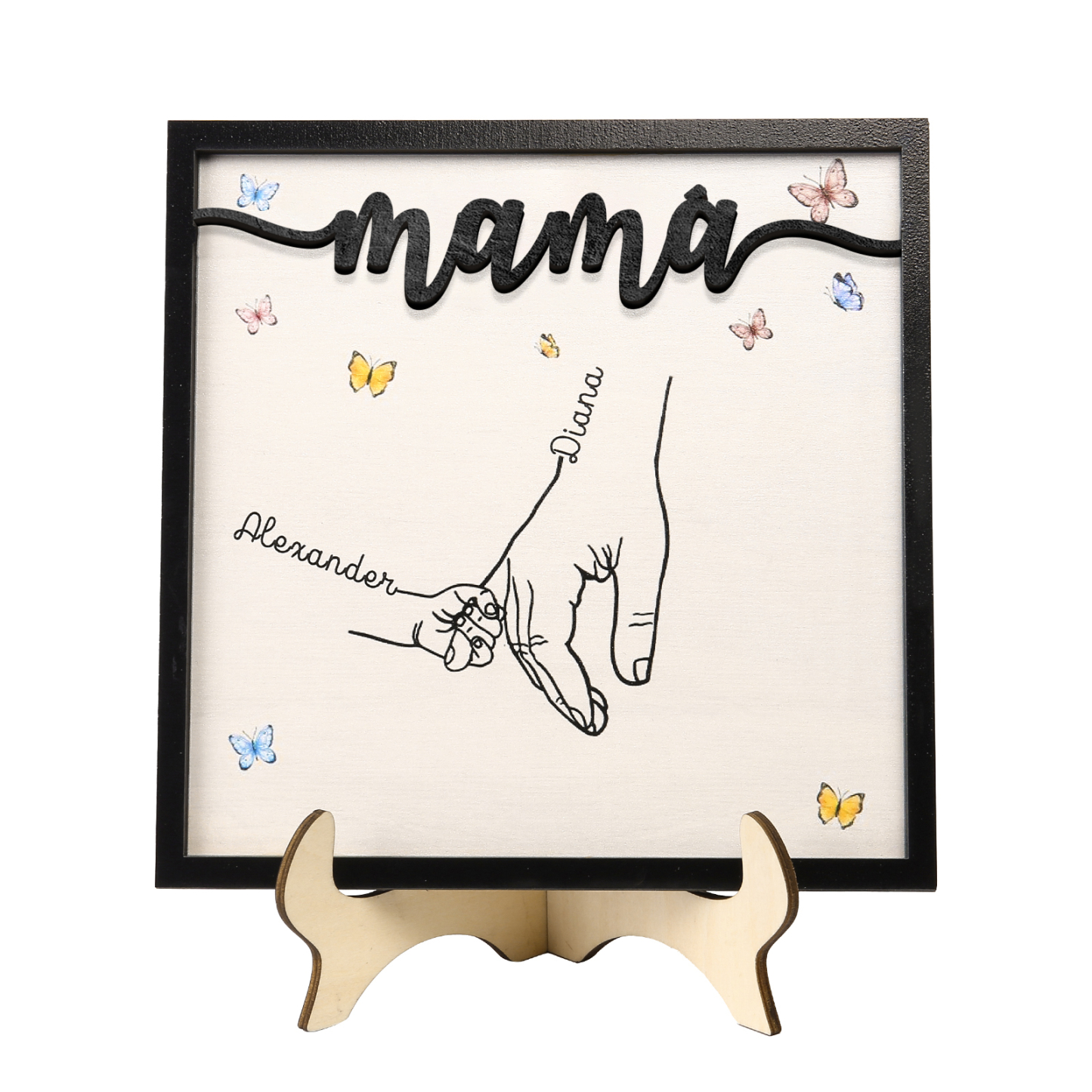 A mi mamá-Adorno 2-7 nombres personalizados decoración de madera mano con manitos-Jessemade ES