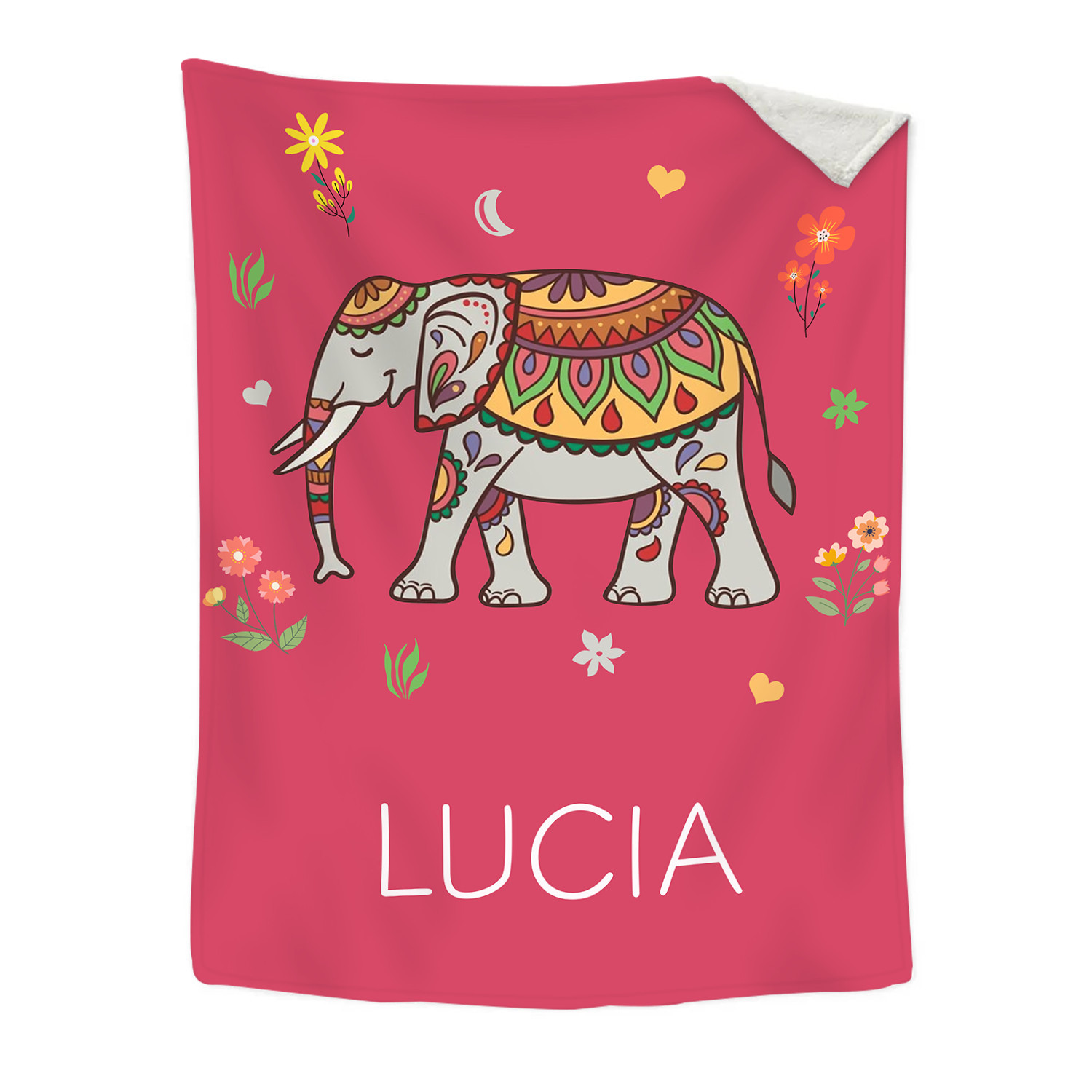 Manta de buen calidad con Elefante personalizada con 1 nombre-Jessemade ES