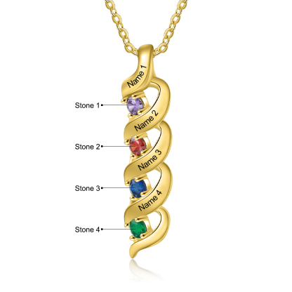 Collar de DNA 2-7 nombres y piedras personalizados-Jessemade ES
