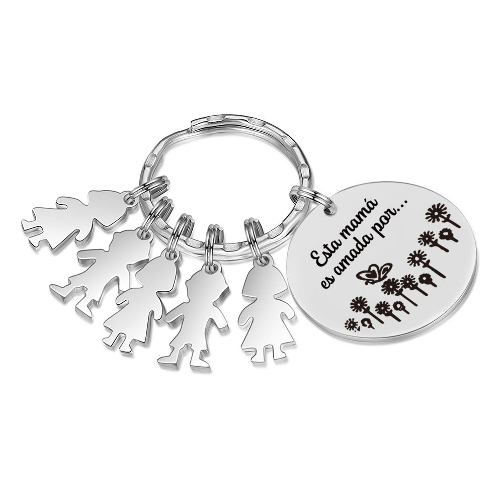 A mi mamá - Llavero con 5 nombres personalizados en "niños"-Jessemade ES