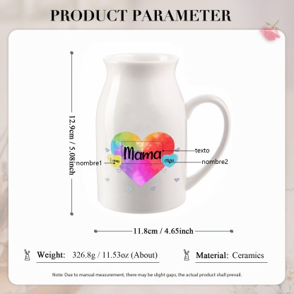 Florero de cerámica corazones 2-8 nombres personalizados con texto decoración del hogar-Jessemade ES