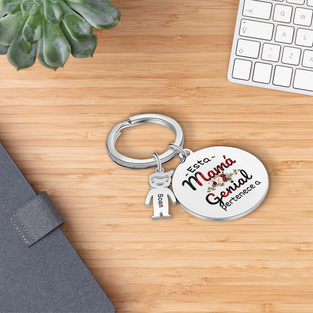 A mi mamá - Llavero 1-5 Nombres Personalizado con Charms de Niños-Jessemade ES