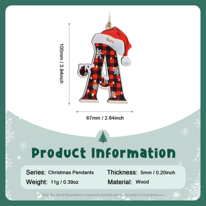 Navidad-Ornamentos Navideños de Madera Letra 1 Nombre Personalizado