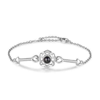 Pulsera con proyección de foto en color para mujer dije de flor Brazalete de proyección-Jessemade ES