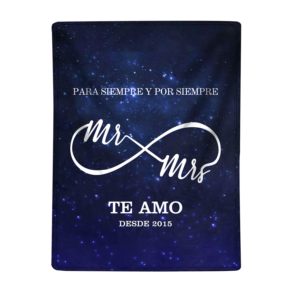 Pareja-Manta de buen calidad de infinito personalizada con 2 nombres y fecha-Jessemade ES