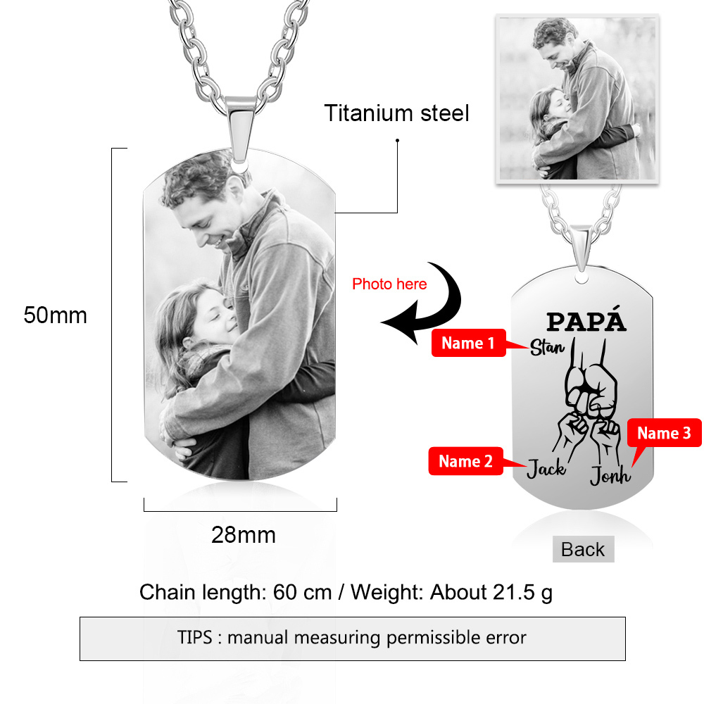 A MI PAPÁ-Collar 2-6 nombres personalizados de placa puño con puño-Jessemade ES