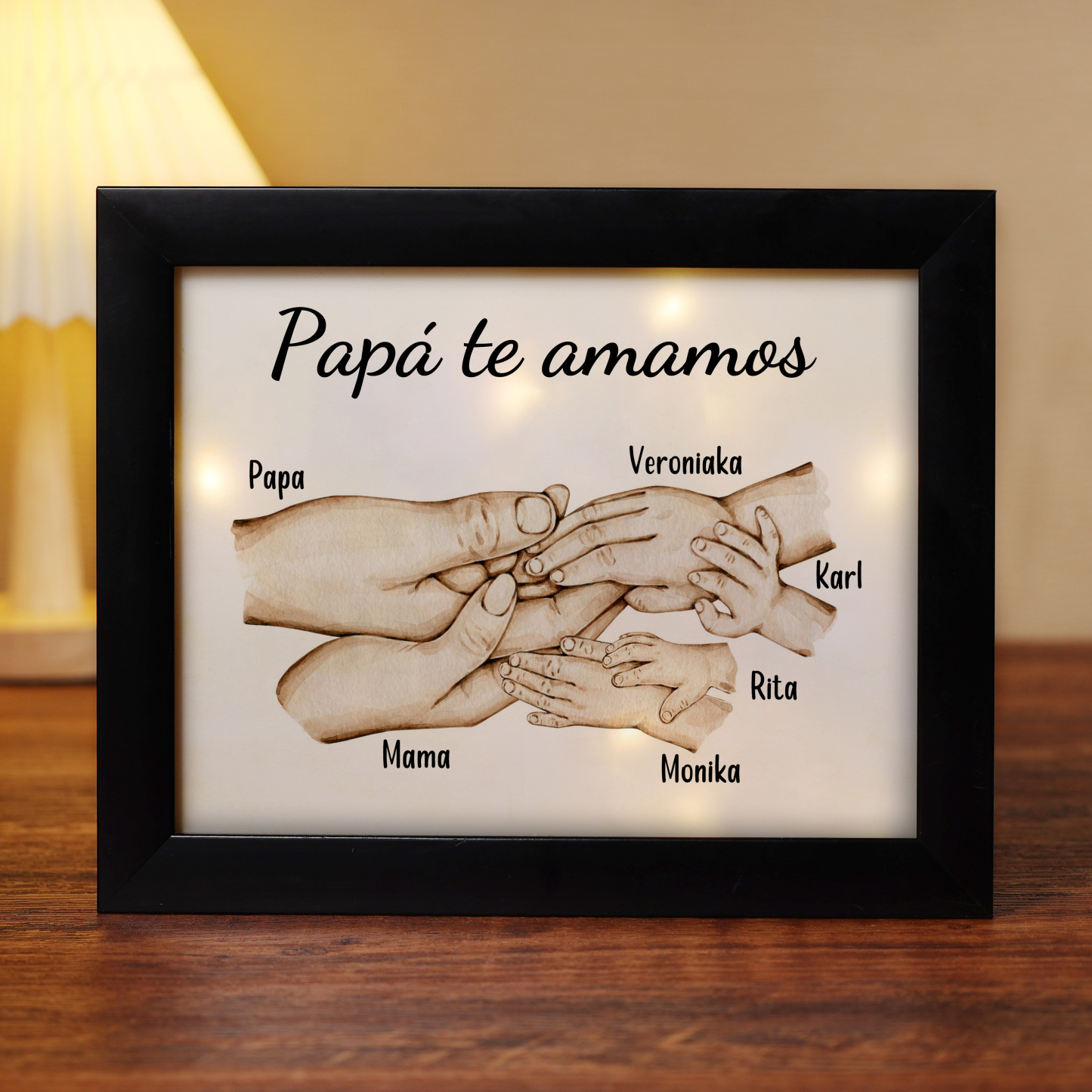 A mi papá-Marco de madera mano a mano 6 nombres personalizados con texto-Jessemade ES