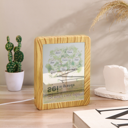 Marco/Espejo con LED Multifuncional Árbol de la Vida 2-8 Nombres Personalizados con 1 Texto-Jessemade ES