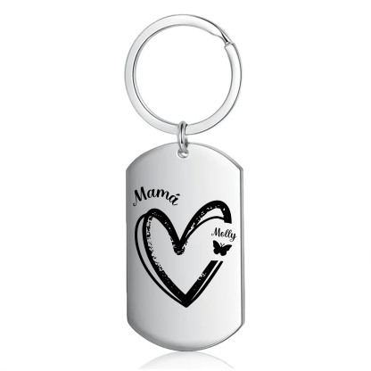 A mi mamá-Llavero 1-6 Nombres Personalizados CORAZÓN Y MARIPOSAS-Jessemade ES