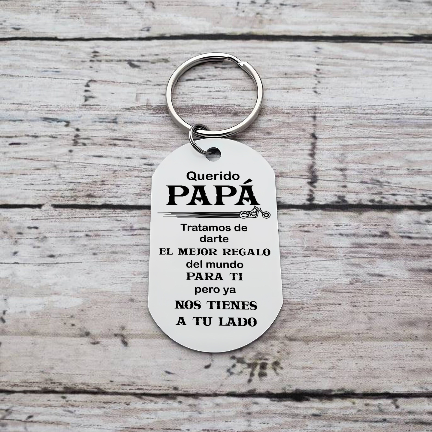 A mi papá-Llavero de placa con motocicleta-Jessemade ES