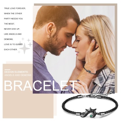 Caja Navidad-Pulsera de pareja 2 nombres personalizados con 2 piedras de nacimiento-Jessemade ES