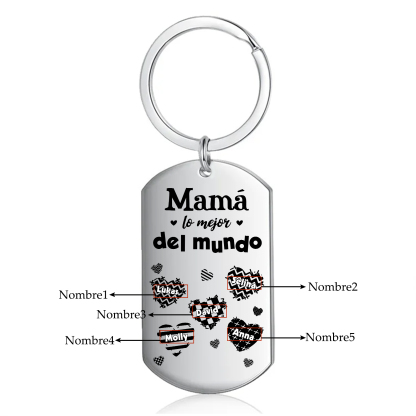 A mi mamá-Llavero 1-6 Nombres Personalizados CORAZONES-Jessemade ES