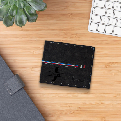 Cartera, billetera personalizada con 1 foto, 1 nombre y 1 letra monedero para hombre-Jessemade ES