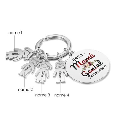 A mi mamá - Llavero 1-5 Nombres Personalizado con Charms de Niños-Jessemade ES