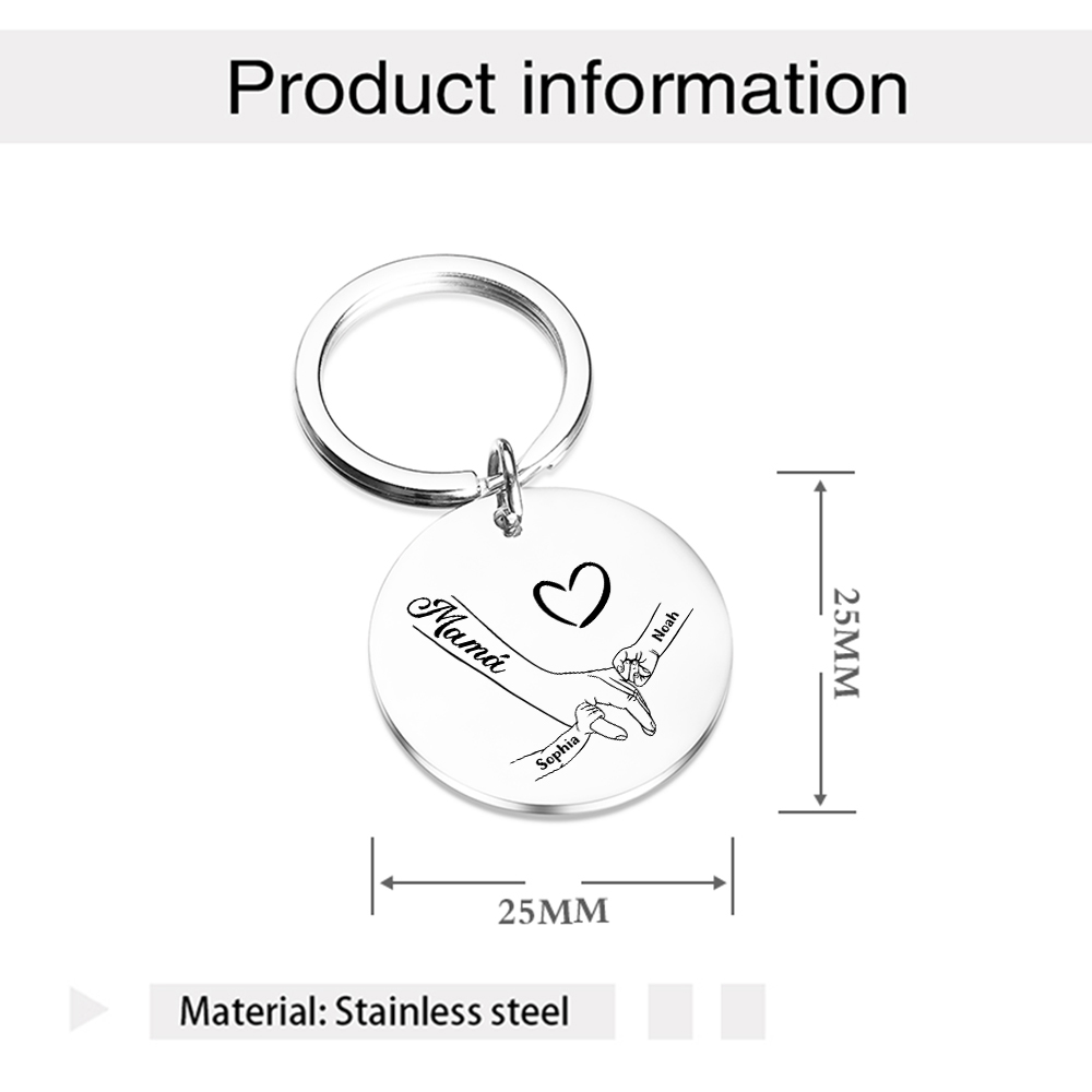 A mi mamá-Llavero 1-6 Nombres Personalizados MANOS COGIDAS-Jessemade ES
