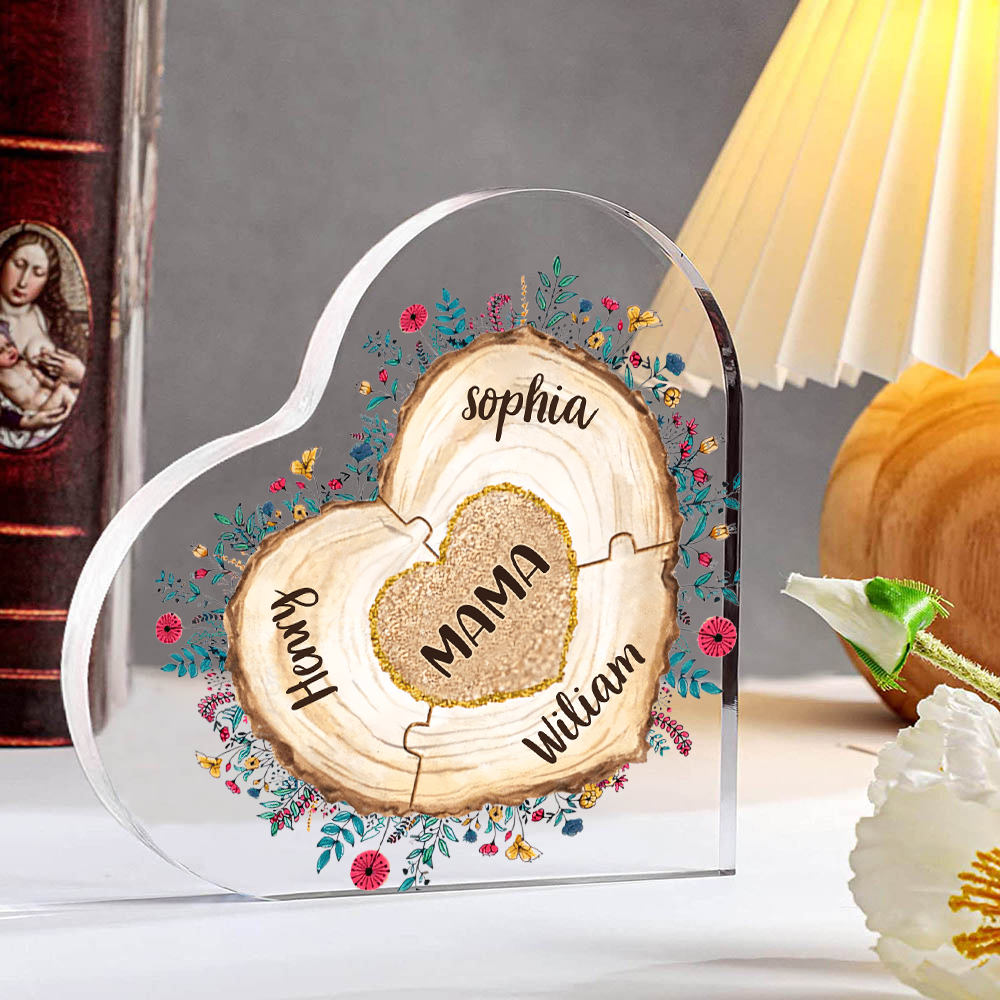 A mi mamá/abuela-Placa de acrílico "Corazones" en forma de corazón 4 nombres personalizados-Jessemade ES