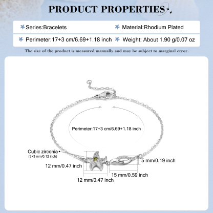 Pulsera con dije de estrella de mar para mujer personalizada con 1 nombre y 1 piedra de nacimiento-Jessemade ES