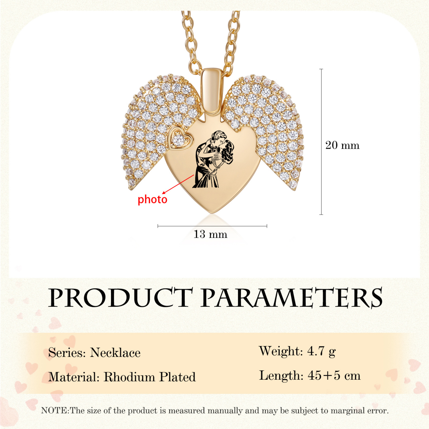 Collar en forma de corazón 1 foto personalizada-Jessemade ES