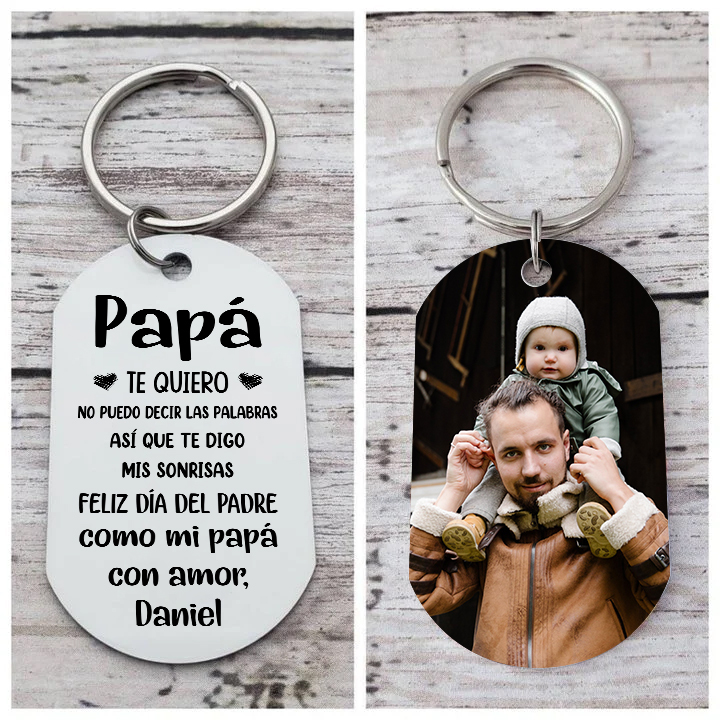 A mi papá-Llavero Personalizado FELIZ DÍA DEL PADRE 1 Nombre y 1 Foto-Jessemade ES