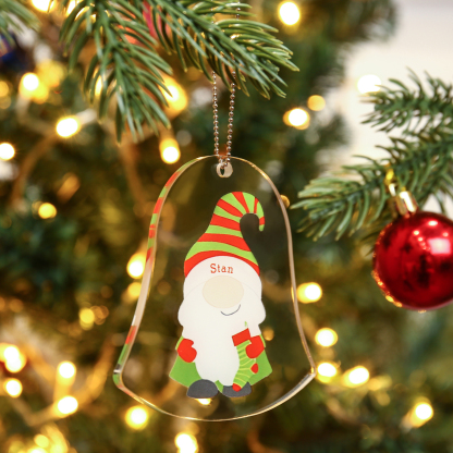 Navidad-Ornamento navideño de acrílico genios en forma de campanilla con 1 nombre personalizado