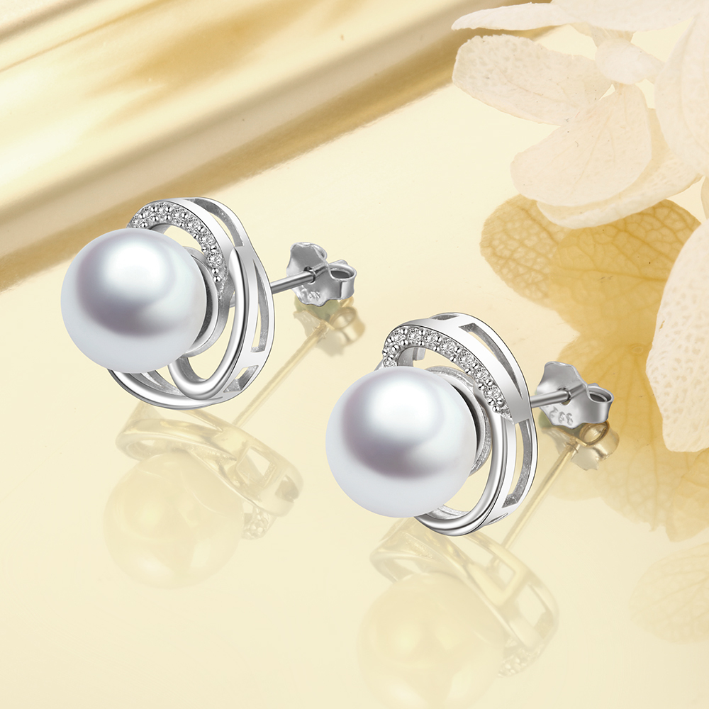 Pendientes elegantes con perlas aretes-Jessemade ES