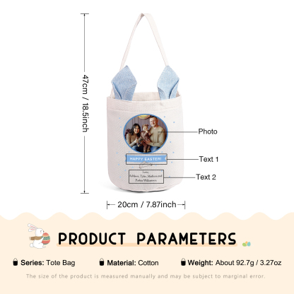 Pascua-Bolsa de conejo con 2 textos y 1 foto personalizados-Jessemade ES