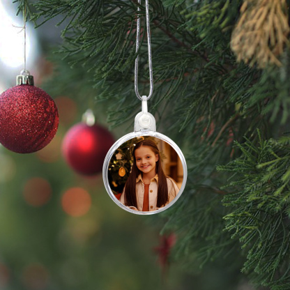 Navidad-Ornamento navideño medalla redonda con 1 foto personalizada adorno del árbol