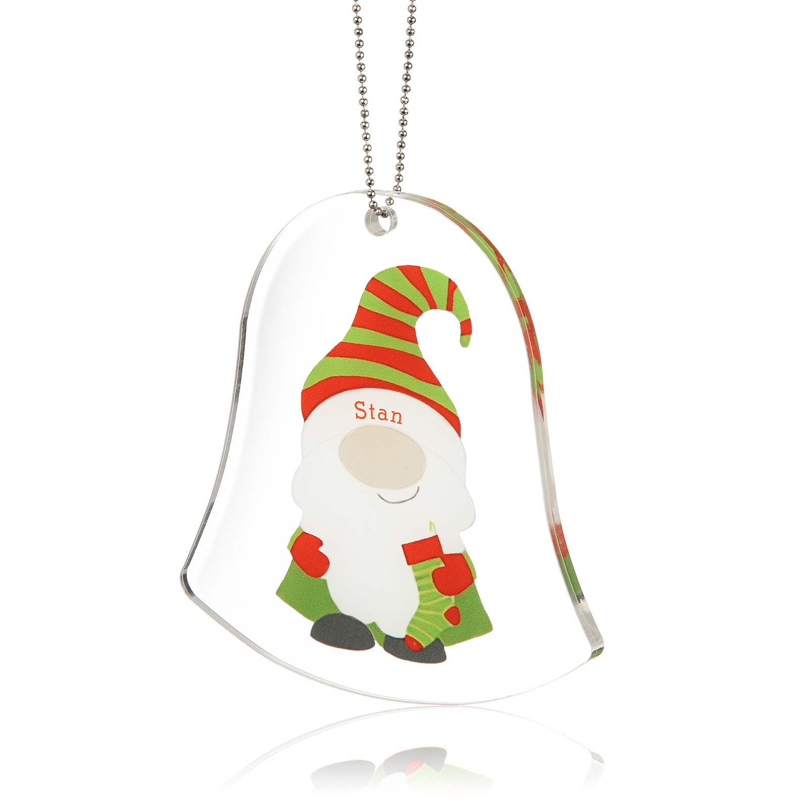 Navidad-Ornamento navideño de acrílico genios en forma de campanilla con 1 nombre personalizado