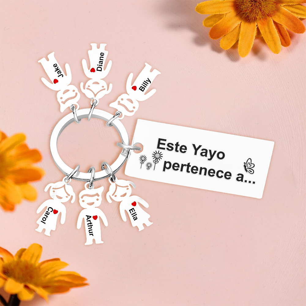 A mi abuelo - Llavero con 1-6 nombres personalizados en "niños" "Este Yayo pertenece a..."-Jessemade ES