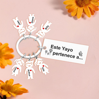 A mi abuelo - Llavero con 1-6 nombres personalizados en "niños" "Este Yayo pertenece a..."-Jessemade ES