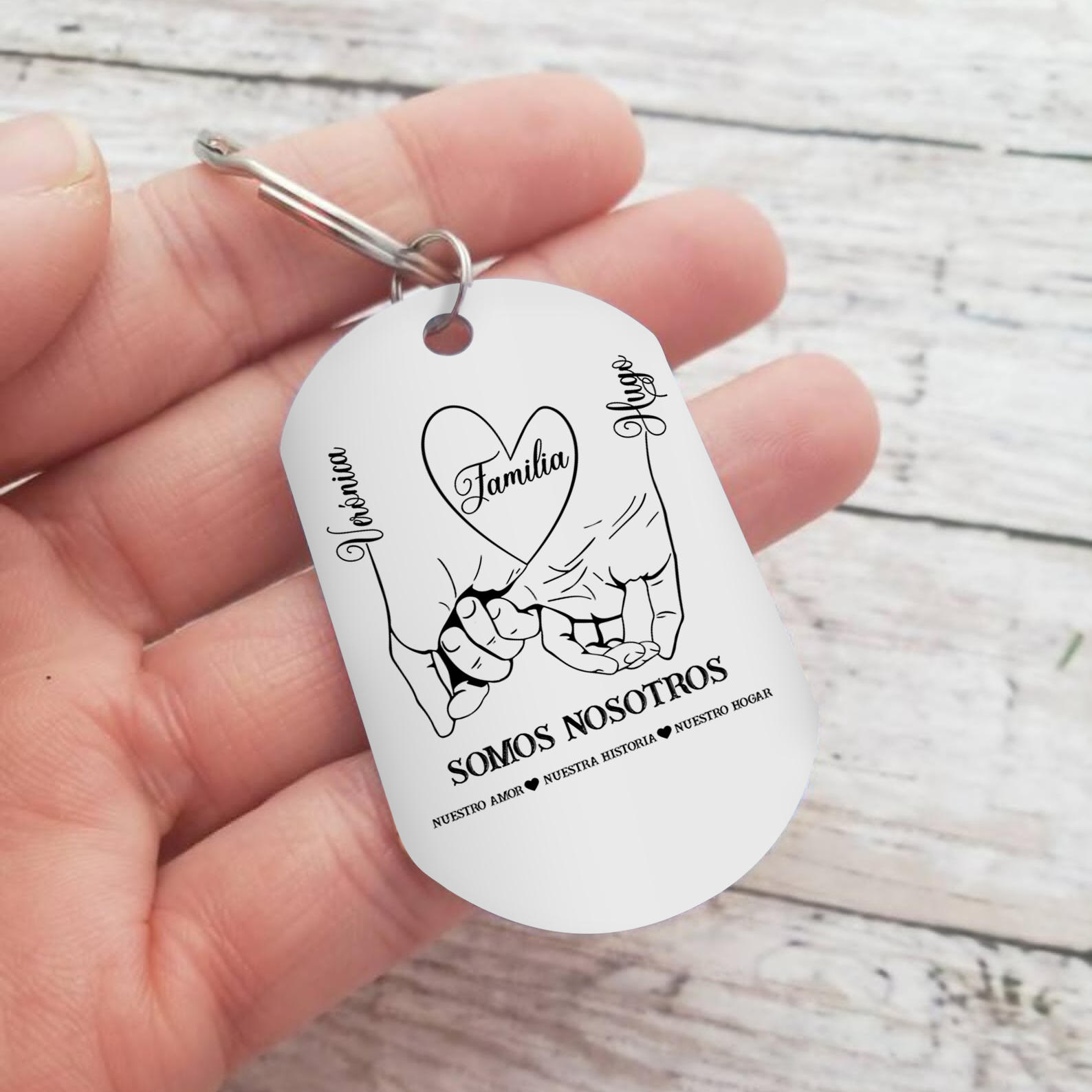 A familia-Llavero 2-6 Nombres Personalizados MANOS COGIDAS-Jessemade ES