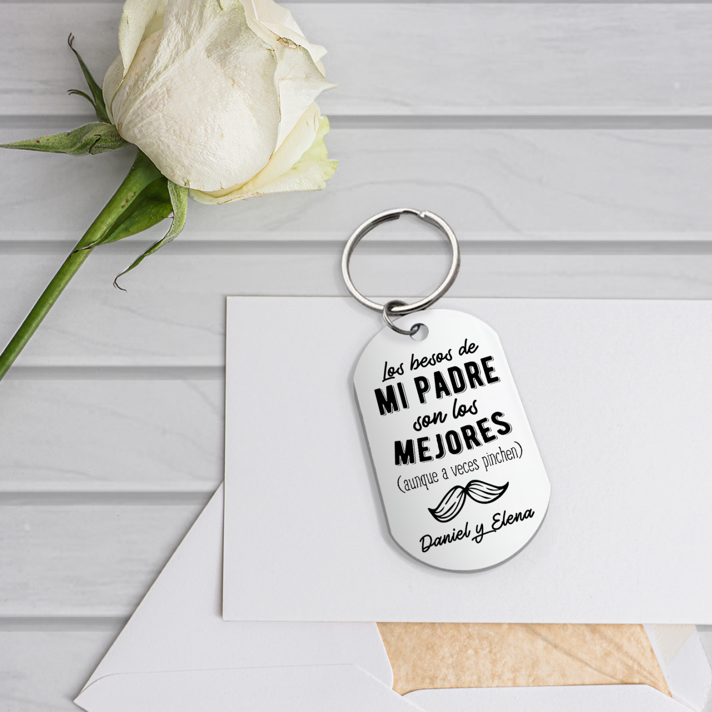 A mi papá-Llavero Personalizado LOS BESOS DE MI PADRE 1 Texto -Jessemade ES