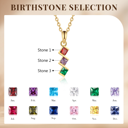 Collar para mujer con 3 piedras de nacimiento personalizadas-Jessemade ES