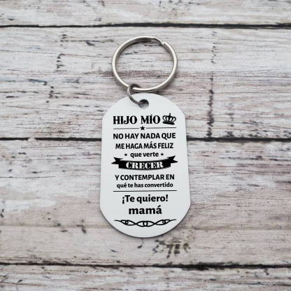 A mi hijo-Llavero de placa "¡Te quiero!" de padres personalizado con 1 foto-Jessemade ES