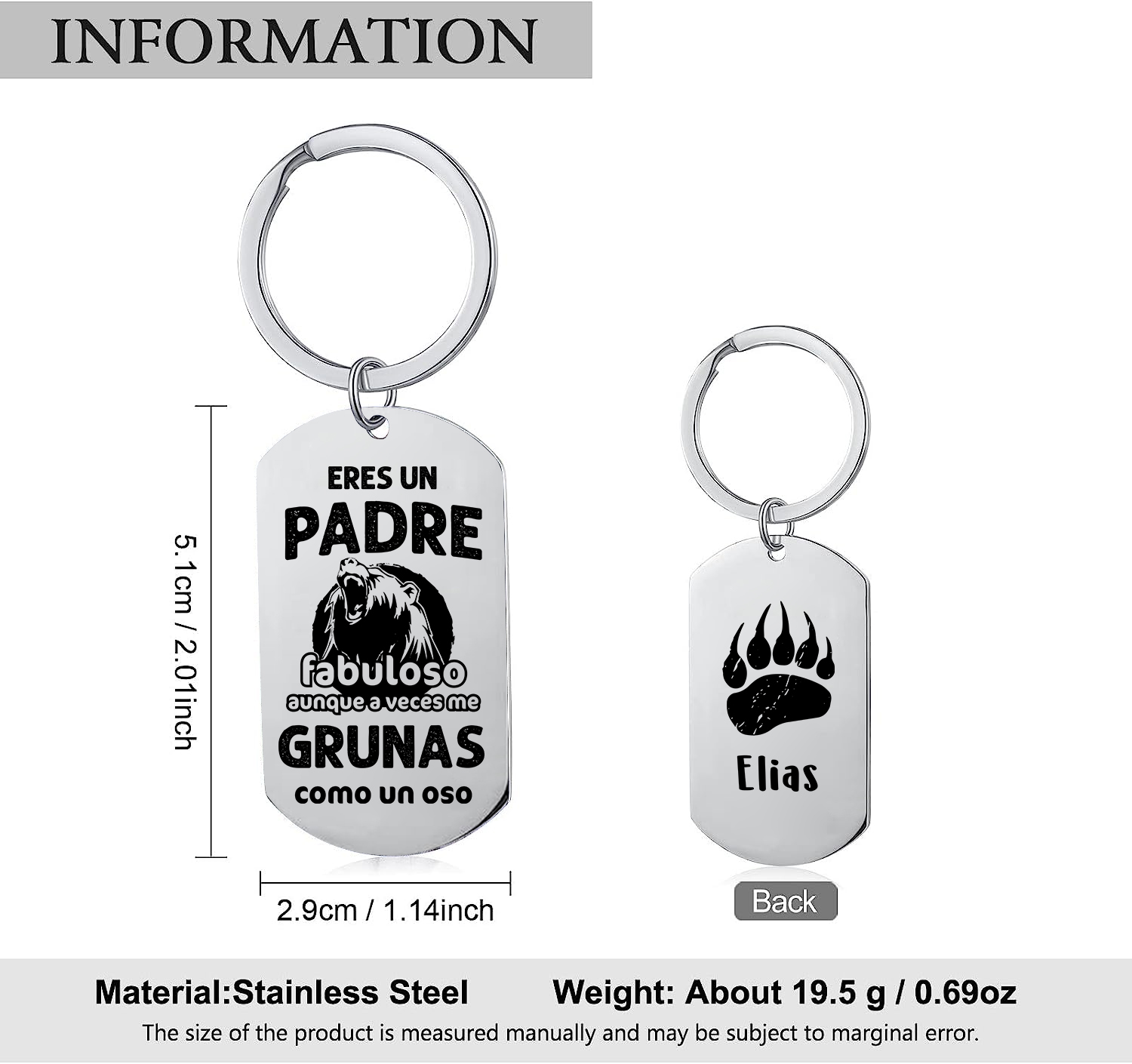 A mi papá-Llavero 1-7 Nombres Personalizados PADRE FABULOSO-Jessemade ES